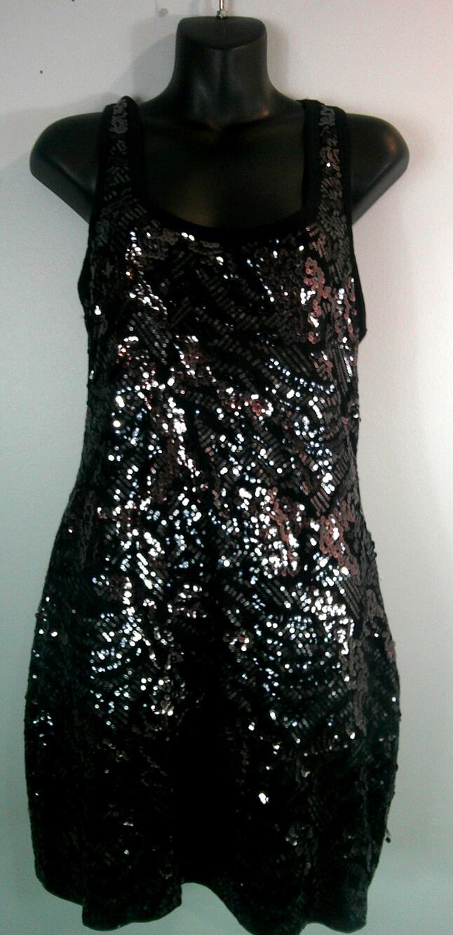 Express Black Sequin Racerback Dress Women's Medium